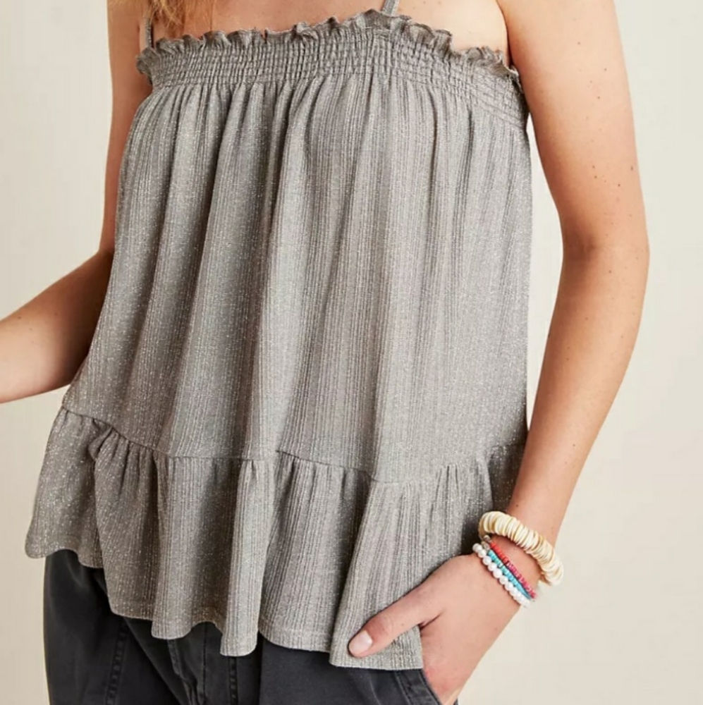 Anthropologie New Silver/Gray Tank Top. XL